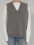 Knitted Vest Autumn Winter Thin Style Men's V-neck Sweater Sleeveless Vests Undershirt Loose Vintage Trend Kinttwear Tops