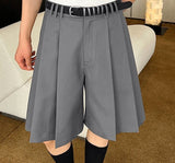 Foesce Men Shorts Pleated Solid Color Loose Streetwear Casual Men Bottoms Korean Style Summer Leisure Male Shorts S-5XL