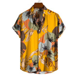Hot Sale  Summer New Men's Fashion Trend Printed Short Sleeve Shirt Casual Lapel Single Breasted Camisas Para Hombre
