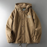 Cotton Jacket Men Hooded Lamb Wool Parkas Winter Single-Breasted Warm Padded Coat Ropa Hombre Loose Solid Tooling Outerwear