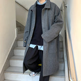 Winter Thickened Woolen Coat Men Warm Fashion Oversized Long Woolen Coat Men Korean Loose Thick Woolen Trench Coat Mens Overcoat