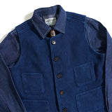 Men's Indigo Vest French Vintage Heavy Weight Thick Kendo Fabric Waistcoat Blue Dyed Multi-pocket Suit Vest Autumn Casual Coat