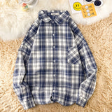 Foesce Men's Plaid Long Sleeve Shirts Art Style Autumn Korean Shirt Woman Fashion Trend Casual Oversize Shirt Quality Clothing New