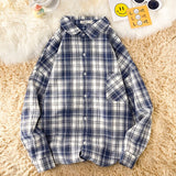 Men's Plaid Long Sleeve Shirts Art Style Autumn Korean Shirt Woman Fashion Trend Casual Oversize Shirt Quality Clothing New