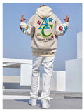Baseball uniform American casual personality floral towel embroidered flocking jacket men and women tide brand baseball jacket