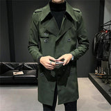 Autumn Winter Men's Jackets Double Breasted Medium-Long Trench Coat Male Solid Color Coats Fashion Windbreaker Outwears