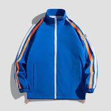 Foesce New Spring Autumn Men's Jackets Coat Tracksuit Double Color Stripe Raglan Sleeve Bright Jogging College Clothes Windbreaker