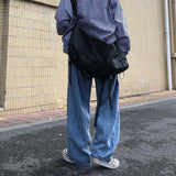 Wide Leg Jeans Men Autumn American High Street Loose Mopping Baggy Fashion Hip Hop Trousers All-match Harajuku Minimalist Daily