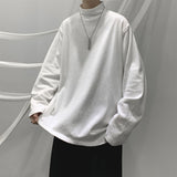 Streetwear  Turtleneck Men Tshirt Solid Color Hip Hop Male Oversized T shirts Man Casual Short Sleeve Top Tees