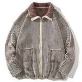 Autumn Zip Up Pocket Cardigan Men Baggy Sweatercoat Fashion Harajuku Streetwear Knitwear Jumper Clothing Tops Male Plus Size 5XL