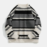 Foesce Autumn Winter Men Sweaters Stripe Embroidery Knitting Pullover Korean Fashion Streetwear Men's Clothing NEW Sweater Male