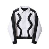Stitching Lapel Men Coat Off Shoulder Short New Fashion Turn-down Collar Zipper Long Sleeve Male Jacket