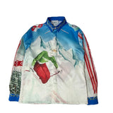 Foesce Silk Shirt Style Formula Racing Driver Gradient Landscape Silk Long Sleeve Shirt S-XL