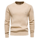 Foesce -100% Cotton Men Sweaters Soild Color O-neck High Quality Mesh Pullovers Male New Winter Autumn Basic Sweaters For Men