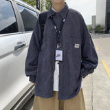 Foesce Art Style Men's Corduroy Long Sleeve Shirts Autumn Korean Shirt Woman Fashion Casual Oversize Shirt Coat Quality Clothing