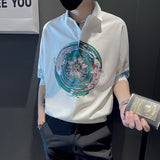 Summer Vintage Floral Printed Business Casual Men Shirts Fashion Black White Short Sleeve Pullover Tops Ropa De Hombre 4XL