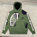 Foesce Autumn and winter new high street retro Y2K skull hoodie male and female couple jacket sweater skull print pullover sweatshirt