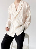 Foesce Men's New Shirt Personalized Embroidery Jacquard Tops Spring Fashion Long Sleeve Lapel Korean Chic Male Shirts