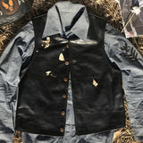 European Mans Wedding Blazer Vest Coat Cowhide Casual Man's Weskit Vest 4XL Vintage Motorcycle Man's Waistcoat Genuine Leather