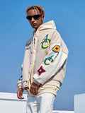 Baseball uniform American casual personality floral towel embroidered flocking jacket men and women tide brand baseball jacket