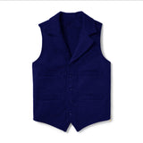 Foesce Men's Wool Blended Stand-collar Slim-fitting Vest Business Groomsmen Clothing Men Wedding Sleeveless Jacket