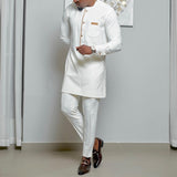 Fall Men Sets Clothes Outfit Fashion Casual Ethnic Style Long Sleeve Shirts and Sweatpants2 Peice Party Wedding Men Suits