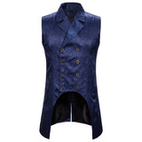 Mens Waistcoats Fall Vintage Floral Embroidery Turn-down Collar Double Breasted Sleeveless Vest Jacket Spring Men Retro Blazers