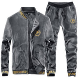 High end men's double-sided gold velvet J jacket suit warm and casual sportswear in autumn and winter