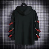 Autumn Men's Hoodie Sweatshirt Casual Black Hoodies Tops Techwear Hip Hop Harajuku Patchwork Japanese Streetwear Men 3XL