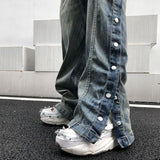 Jeans Men Washed Old Breasted Oversized Denim Pants New Harajuku Fashion Casual Retro Loose Hip Hop Straight Trousers Streetwear