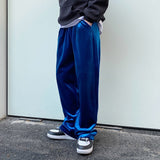 Men Velvet Thicken Loose Casual Vintage Korean Fashion Straight Pant Man Women Streetwear Hip Hop Trousers Autumn Winter Pants