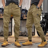 Fashion Slim Fit Pleated Drawstring Pants Mens Spring Summer Casual Streetwear Trousers For Men Leisure Solid Color Jogging