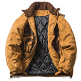 Winter Oversize Suede Vintage Jacket Men Zip Up Cotton-Padded Coat Fashion Harajuku Streetwear Poster Print Parka Clothing Male