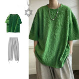 Design Crumple Novelty Men O Neck Short Sleeve Streetwear New Korean Fashion Tops Casual Harajuku Oversized T Shirt Unisex