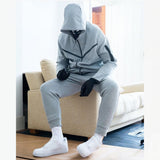 Men Tracksuits 2 Piece Set Black Sports Suit Jogging Men New Brand Designer Style Tech Sweatpants Black Techwear Polyester