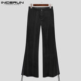 Foesce Sexy Fashion Slit Long Pants Men's Loose Pleuche Bell-bottoms Male Solid Comfortable Hot Sale Slack Trousers S-5XL