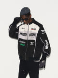 Streetwear Letter Print Motorcycle Jacket Men Chaquetas Hombre Vintage Racing Suit Spring Unisex Coat Windproof Baseball Jacket