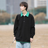 Zipper Polo Sweatshirt  Men Women Stand-Up Collar Hoodie Trendy Lover Print Harajuku College Style Oversize Casual Sports Jacket