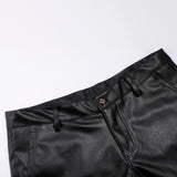 Men's Leather Shorts Elastic Fashion PU Leather Short Pants Dance & Party