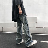 Jeans Men Washed Old Breasted Oversized Denim Pants New Harajuku Fashion Casual Retro Loose Hip Hop Straight Trousers Streetwear