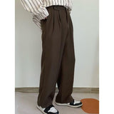 Foesce Retro Set Men Women Preppy Knitted Vest Harajuku Loose Long Sleeve Shirt Straight Wideleg Casual Trousers Couple Three-piece