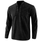 Men Blouse Medieval Knight Tunic Vintage Lace Up Shirts Halloween Costume for Viking Pirate Cosplay Male Blusas