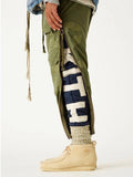 Foesce Military Retro Heavy Industry Embroidery Hole Patch Double Layer Slim Fit Overalls Men Tide Vintage Pants