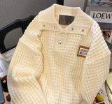 Autumn Winter New Pullover Turn-down Collar Sweater Male Tide Brand Loose Korean Lapel Knitted Plaid Sweaters Tops Men