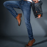 Spring Autumn Men's Smart Elastic Jeans Business Fashion Straight Regular Stretch Denim Trousers Men Jeans  28-40