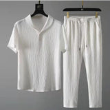 Summer Fashion Men Tracksuit Suit Short Sleeve Polo Shirts And Pants Two Piece Set Luxury Trend Streetwear Outfits Clothing
