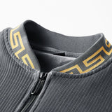 High end men's double-sided gold velvet J jacket suit warm and casual sportswear in autumn and winter