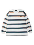 Apricot Stripe T Shirt  American Street Sweatshirt Men's High Street Vintage Hiphop Striped Long-sleeved T-shirt Oversize Tops