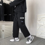 Foesce Spring Autumn Casual Print Patchwork Cotton Wide Leg Pants Man Loose Y2k Pocket Hip Hop Cargo Straight Male Trousers Streetwear