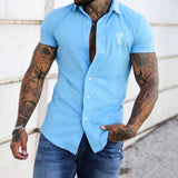 Summer Short Sleeve Men's Slim Shirts Fashion Graphic Print Button-up Shirt Streetwear Men Clothing Classic Turn-down Collar Top
